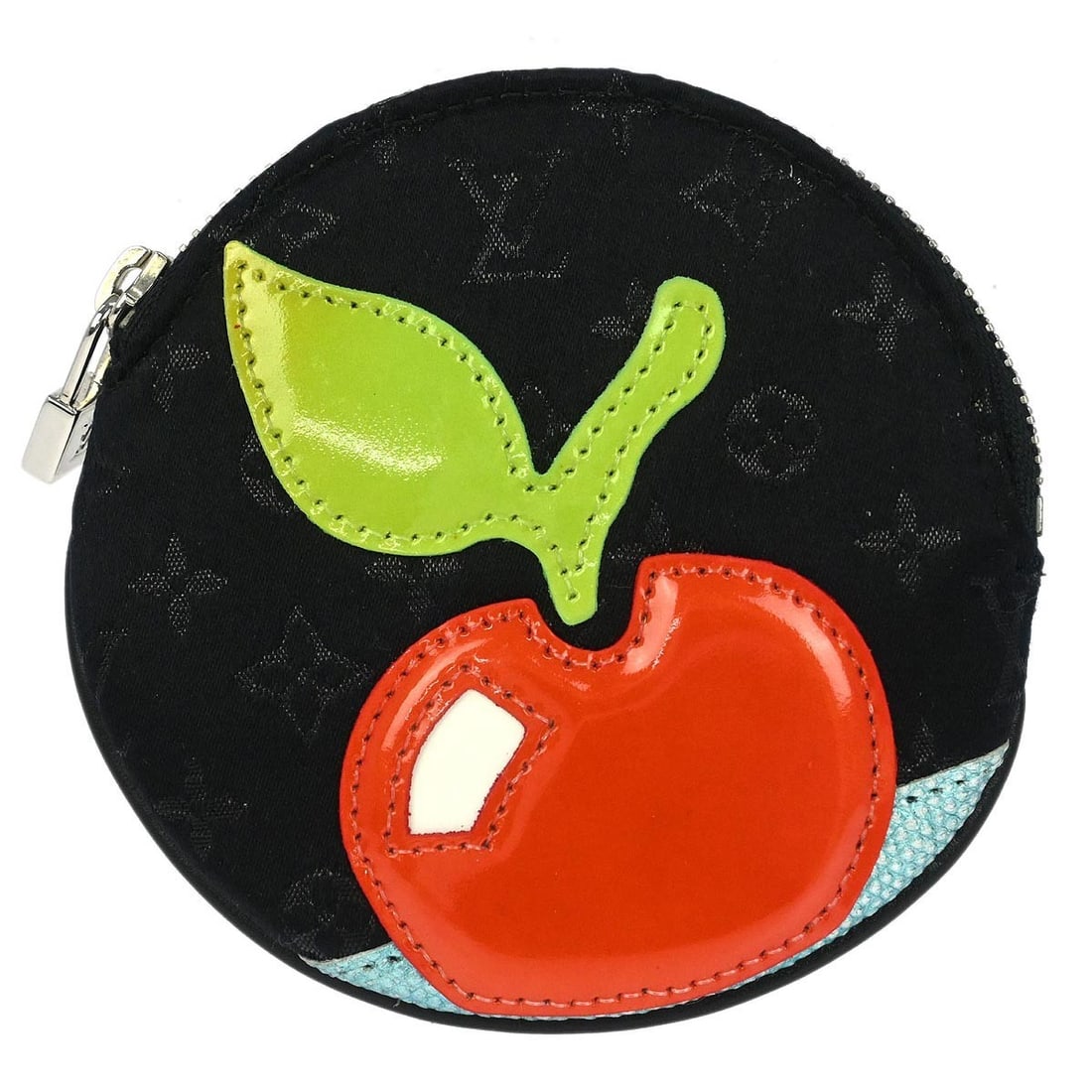 Louis Vuitton Porte Monnaie Rond coin purse in black monogram satin: Louis Vuitton Porte Monnaie Rond coin purse in black monogram satin Louis Vuitton Porte Monnaie Rond coin purse in black Monogram satin with leather trim and logo accents. This zip-around wallet is ma