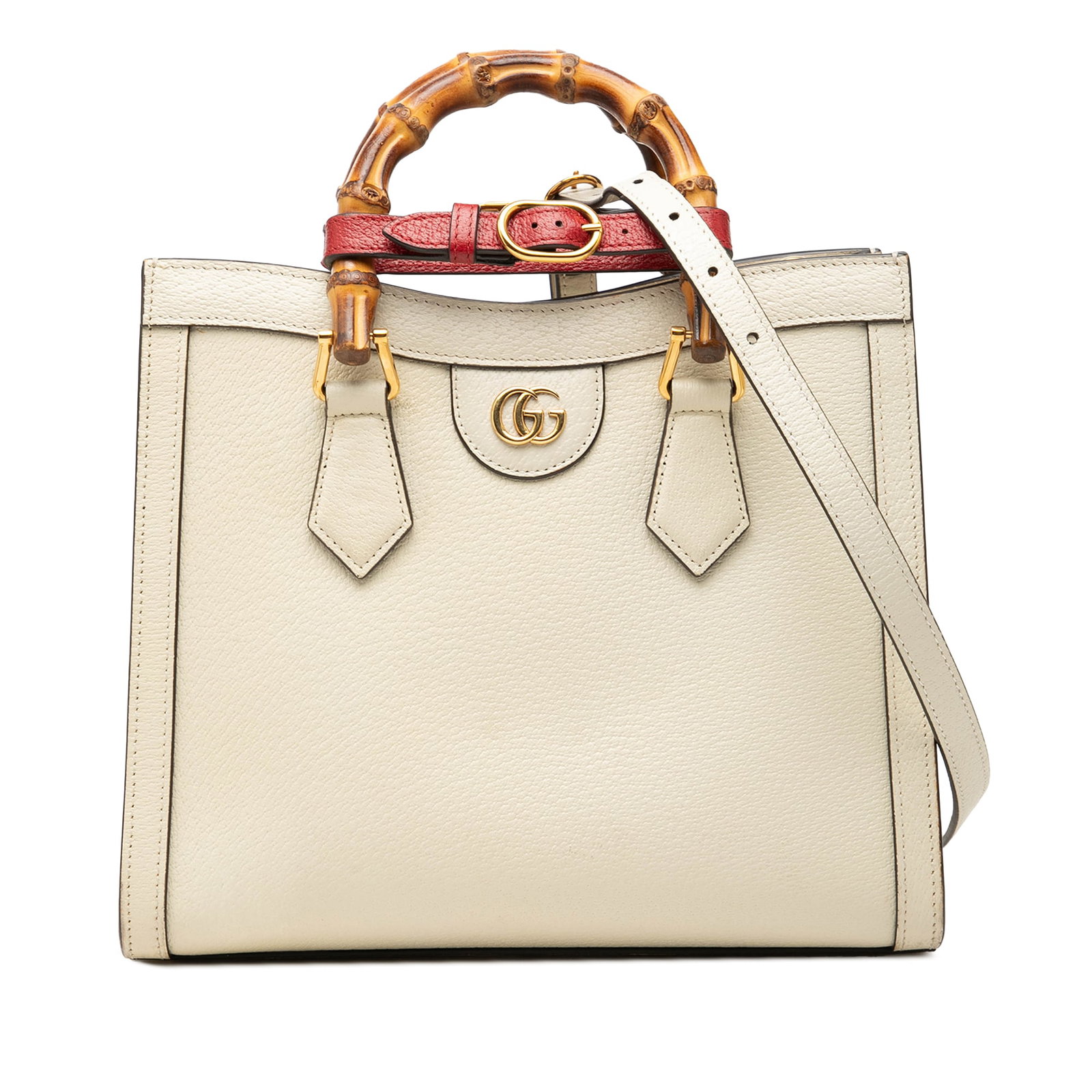 Gucci Diana Medium Bamboo Handle Calfskin Satchel White (1 of 8)