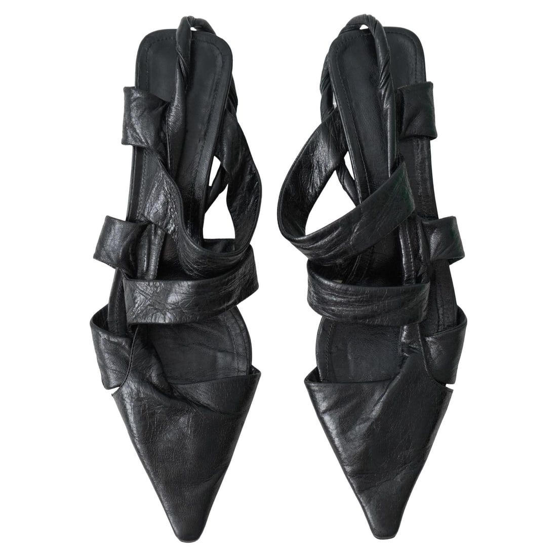 Bottega Veneta Nappa Leather Strappy Sandals Black EU 39: Bottega Veneta Nappa Leather Strappy Sandals Black EU 39 Black nappa leather strappy sandals by Bottega Veneta in marked size 39 (EU). The sandals feature a 1" heel and are described as being in good 
