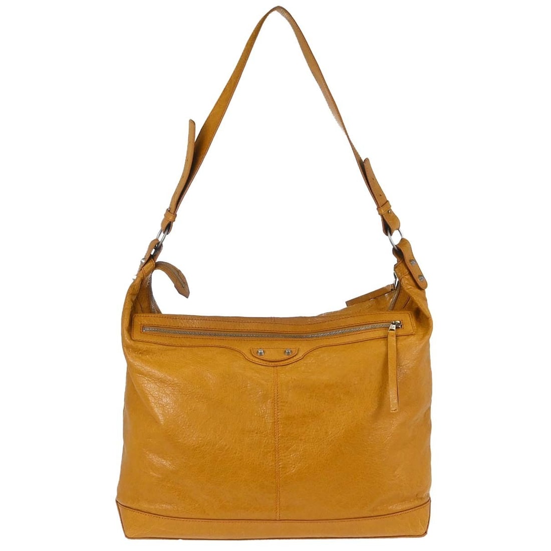 Balenciaga Day Courier Large Brown Lambskin Shoulder Bag: Balenciaga Day Courier Large Brown Lambskin Shoulder Bag Balenciaga Brown Lambskin Courier Shoulder Bag in large size, made in Italy. This shoulder bag is crafted from brown lambskin leather and featu