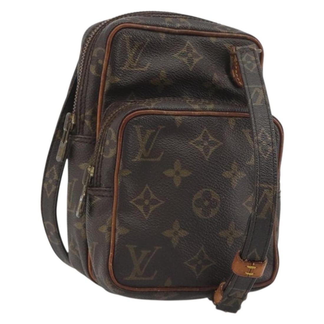 Louis Vuitton Amazone unisex brown canvas shoulder bag: Louis Vuitton Amazone unisex brown canvas shoulder bag Louis Vuitton Amazone Monogram shoulder bag in brown canvas. This unisex piece is made in France and shows fair overall condition with heavy loss
