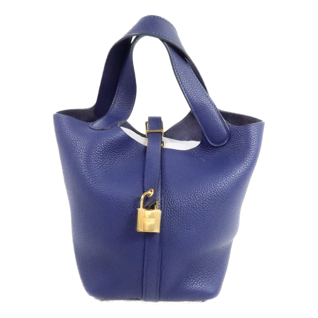 Hermes Picotin Lock 18 PM Clemence Calfskin Tote Deep Bleu: Hermes Picotin Lock 18 PM Clemence Calfskin Tote Deep Bleu Hermes Picotin Lock 18 PM tote bag in Deep Bleu Clemence leather. This women's tote is made in France and includes the storage bag, key, and 