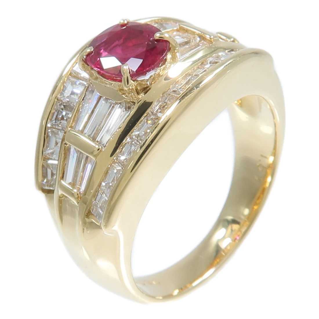 18K Yellow Gold Ruby Diamond Ring Size 5.5 0.590ct 1.51ct (1 of 9)