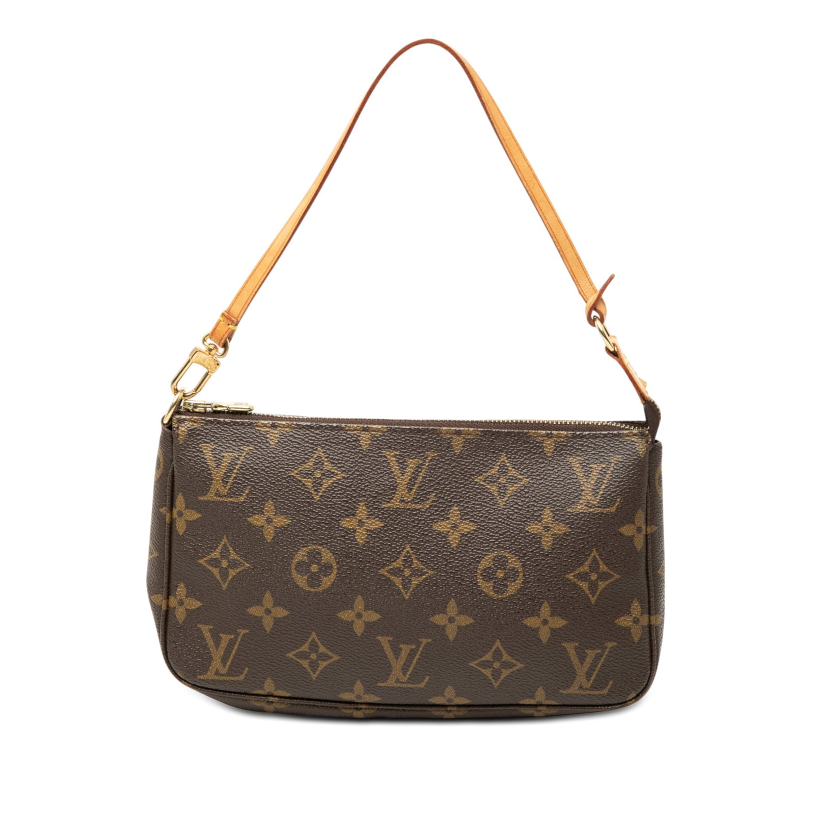 Louis Vuitton Pochette Accessoires Monogram Canvas Shoulder Bag: Louis Vuitton Pochette Accessoires Monogram Canvas Shoulder Bag Louis Vuitton Monogram Pochette Accessoires crafted with a monogram canvas body, a flat vachetta leather handle, and a top zip closure. 
