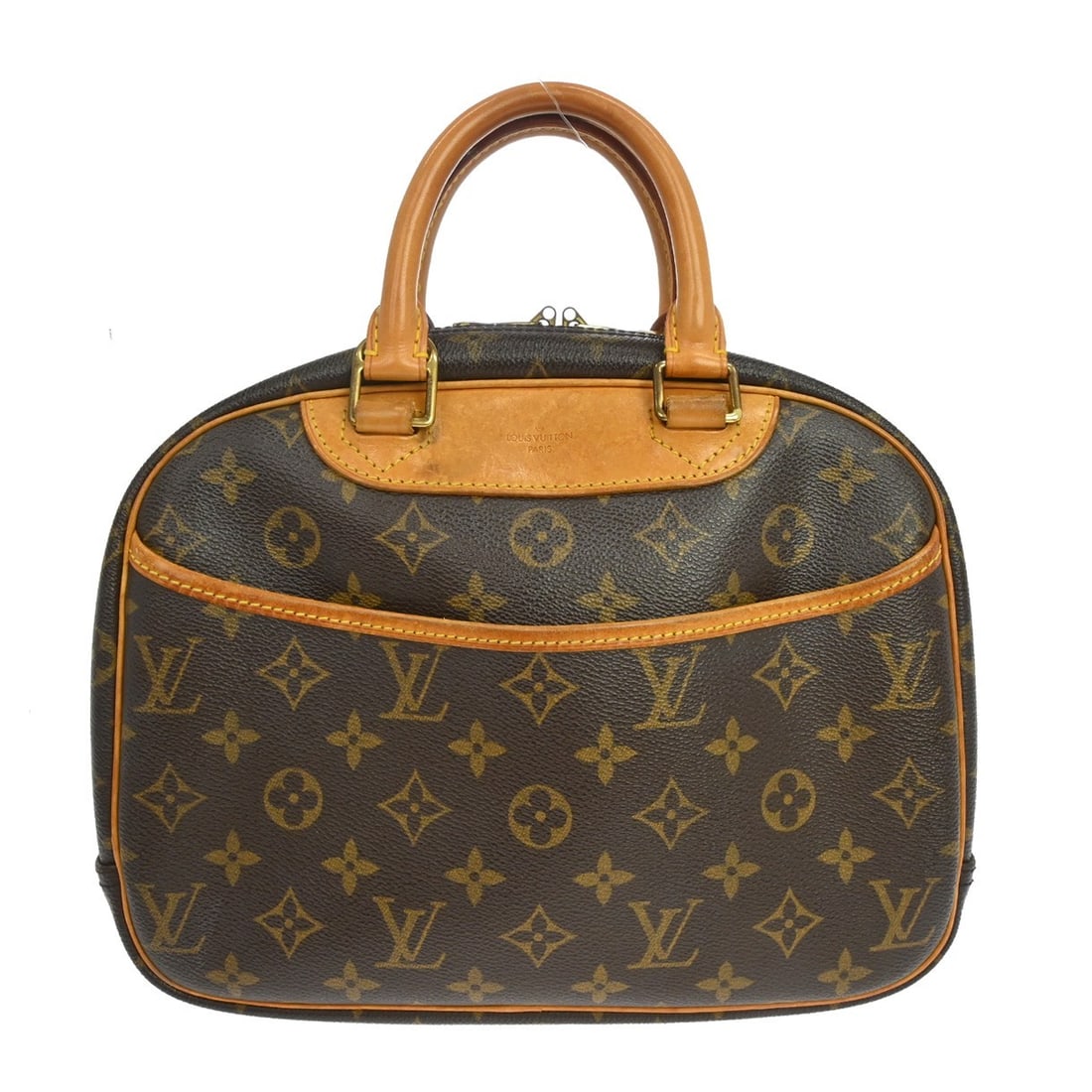 Louis Vuitton Trouville Monogram Canvas Handbag M42228 BA1014: Louis Vuitton Trouville Monogram Canvas Handbag M42228 BA1014 Vintage Louis Vuitton Trouville handbag in brown Monogram canvas and leather with double handles and a zip closure. The bag features logo 