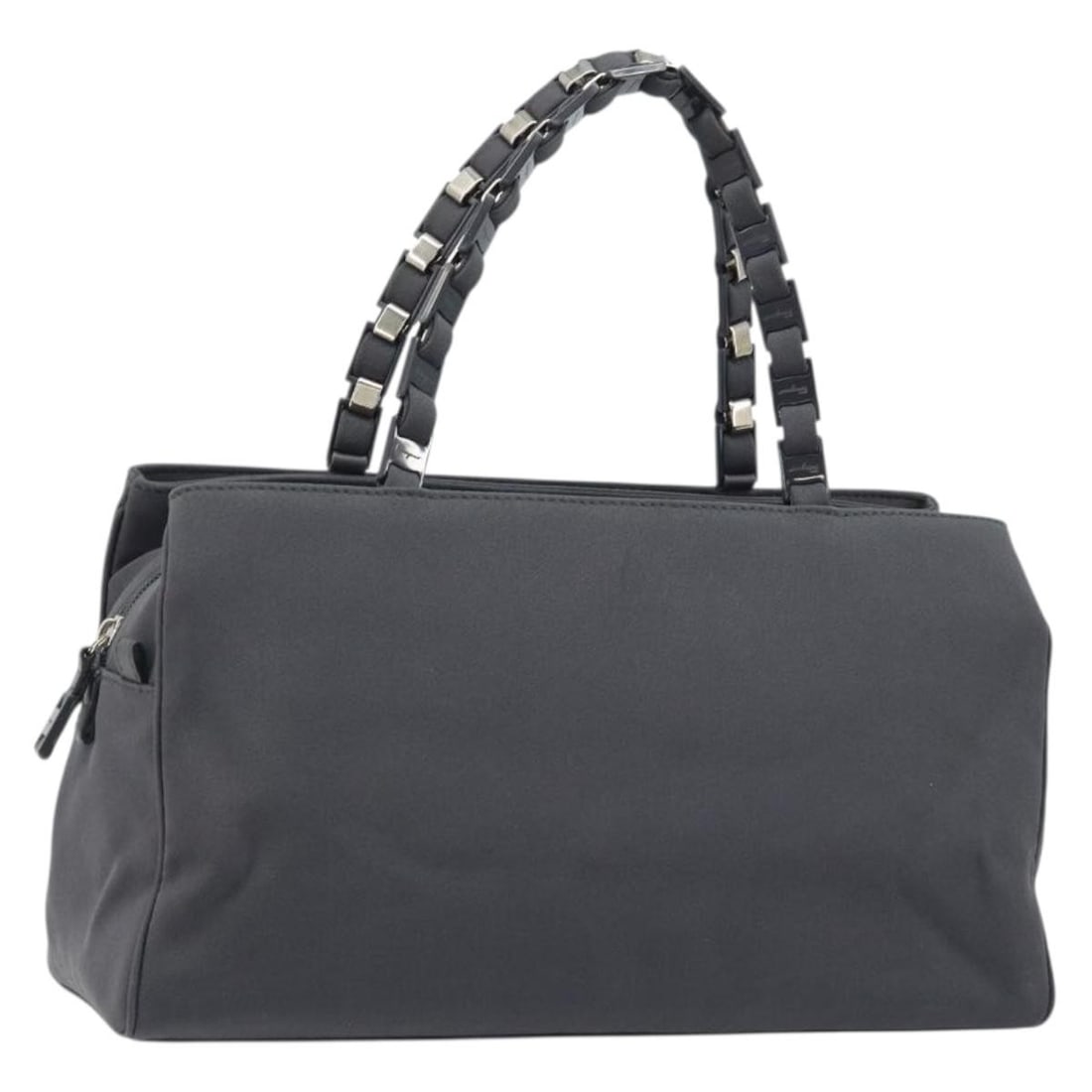 Gray Canvas Women's Handbag by Salvatore Ferragamo Italy: Gray Canvas Women's Handbag by Salvatore Ferragamo Italy This Salvatore Ferragamo handbag is crafted from gray canvas and features a classic, structured silhouette. Designed for women, it offers a pra