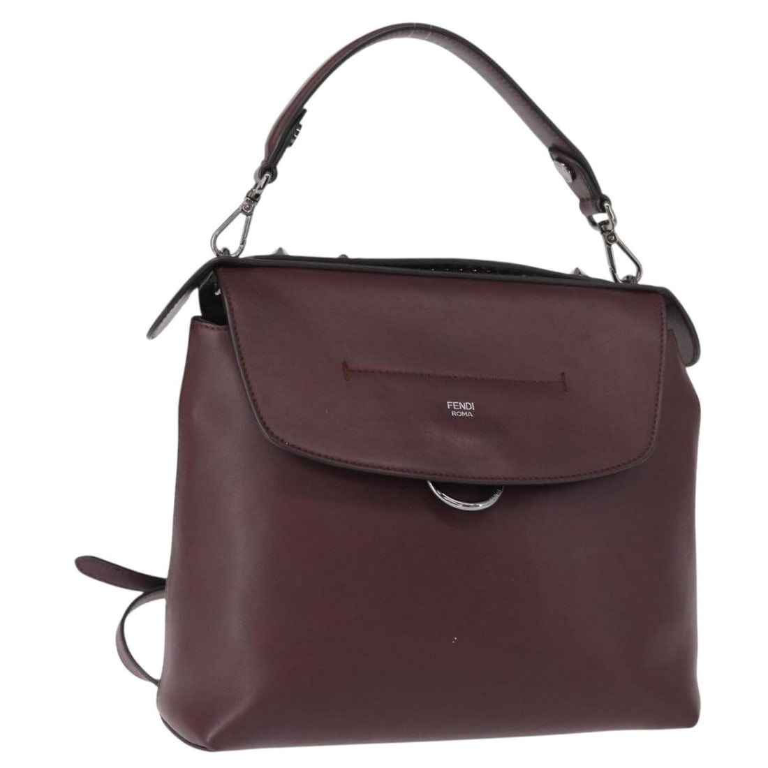 FENDI Back To School Leather 2way Backpack Bordeaux Silver: FENDI Back To School Leather 2way Backpack Bordeaux Silver FENDI Back To School backpack in leather with a bordeaux and silver colorway. This women's backpack was made in Italy and features a 2-way st