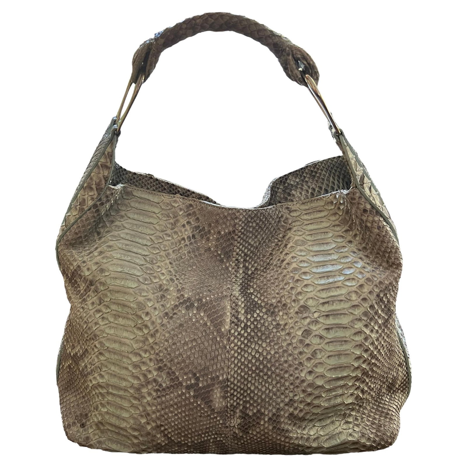 Giorgio Armani python snakeskin shoulder bag silver tone hardware (1 of 12)