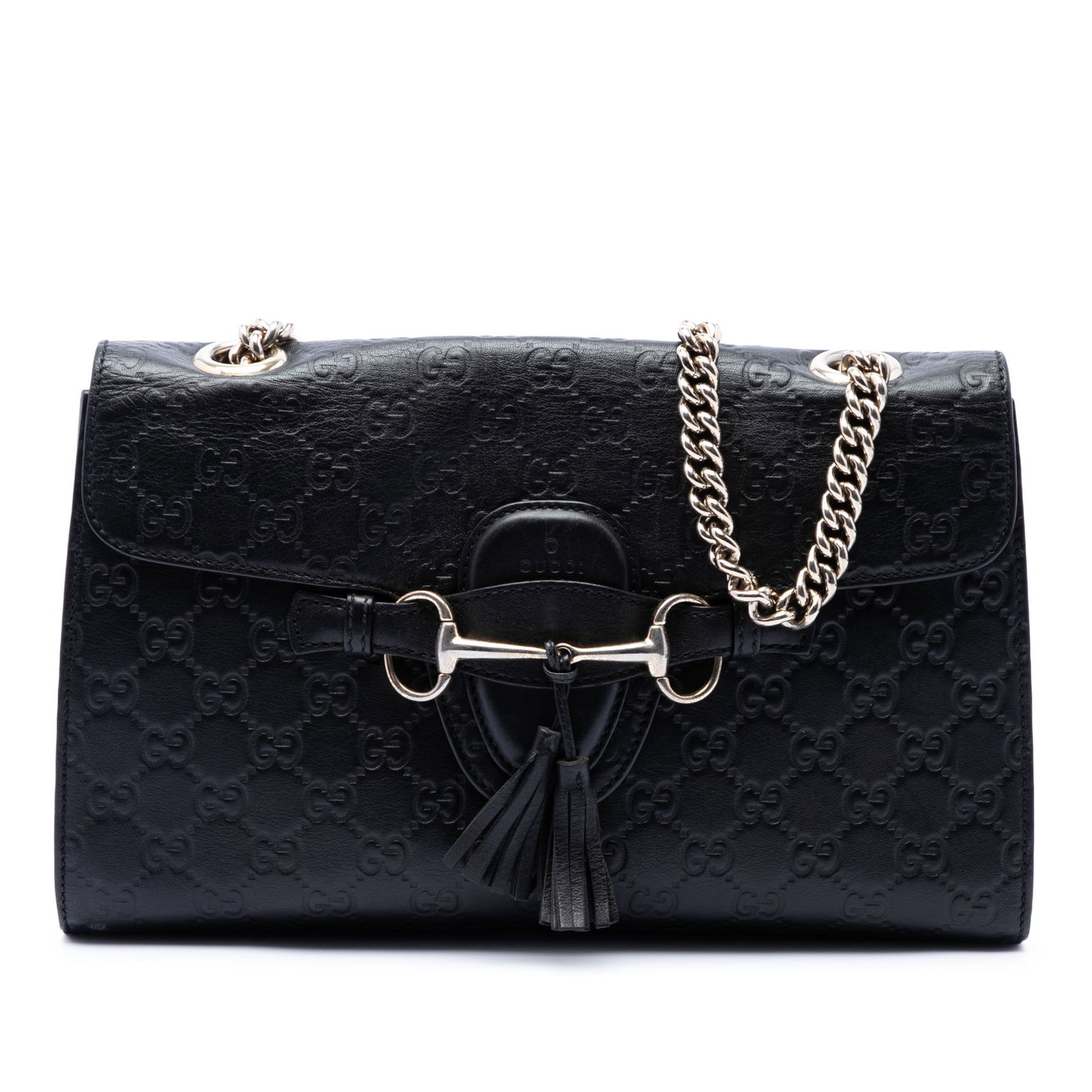 Gucci Emily Medium Guccissima Leather Shoulder Bag Black (1 of 6)
