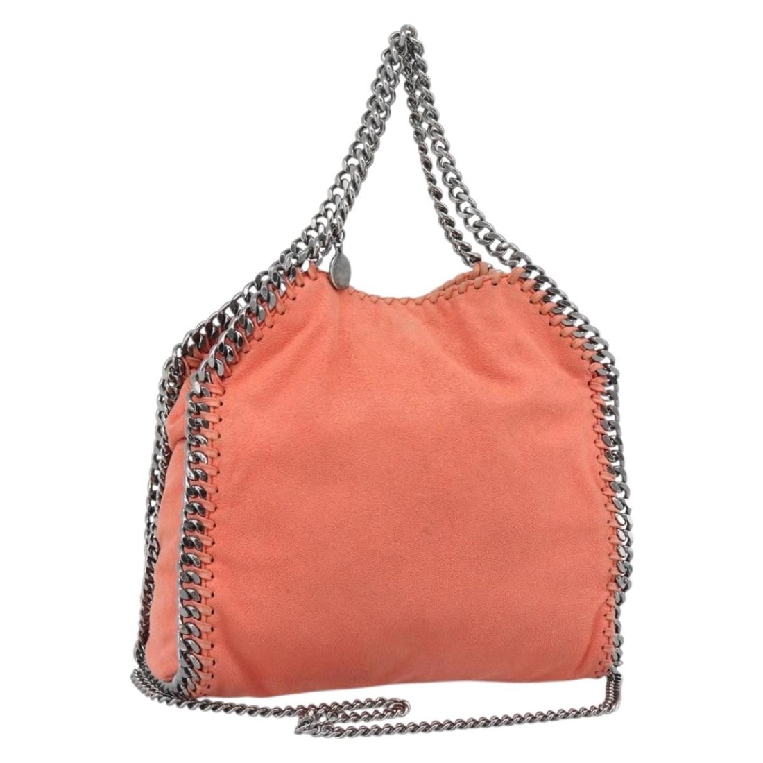 Stella MacCartney 371223 Falabella Orange Polyester 2way Shoulder Bag: Stella MacCartney 371223 Falabella Orange Polyester 2way Shoulder Bag Stella McCartney Falabella Chain Bag in orange and silver polyester, designed as a women's shoulder bag with a 2-way style. It is 