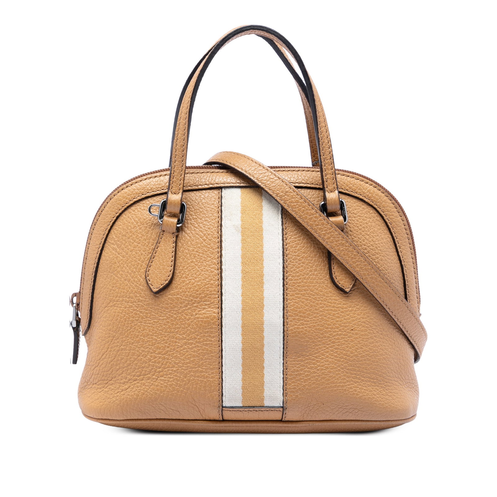 Gucci Mini Web Dome Satchel Brown Calfskin Leather Bag (1 of 5)