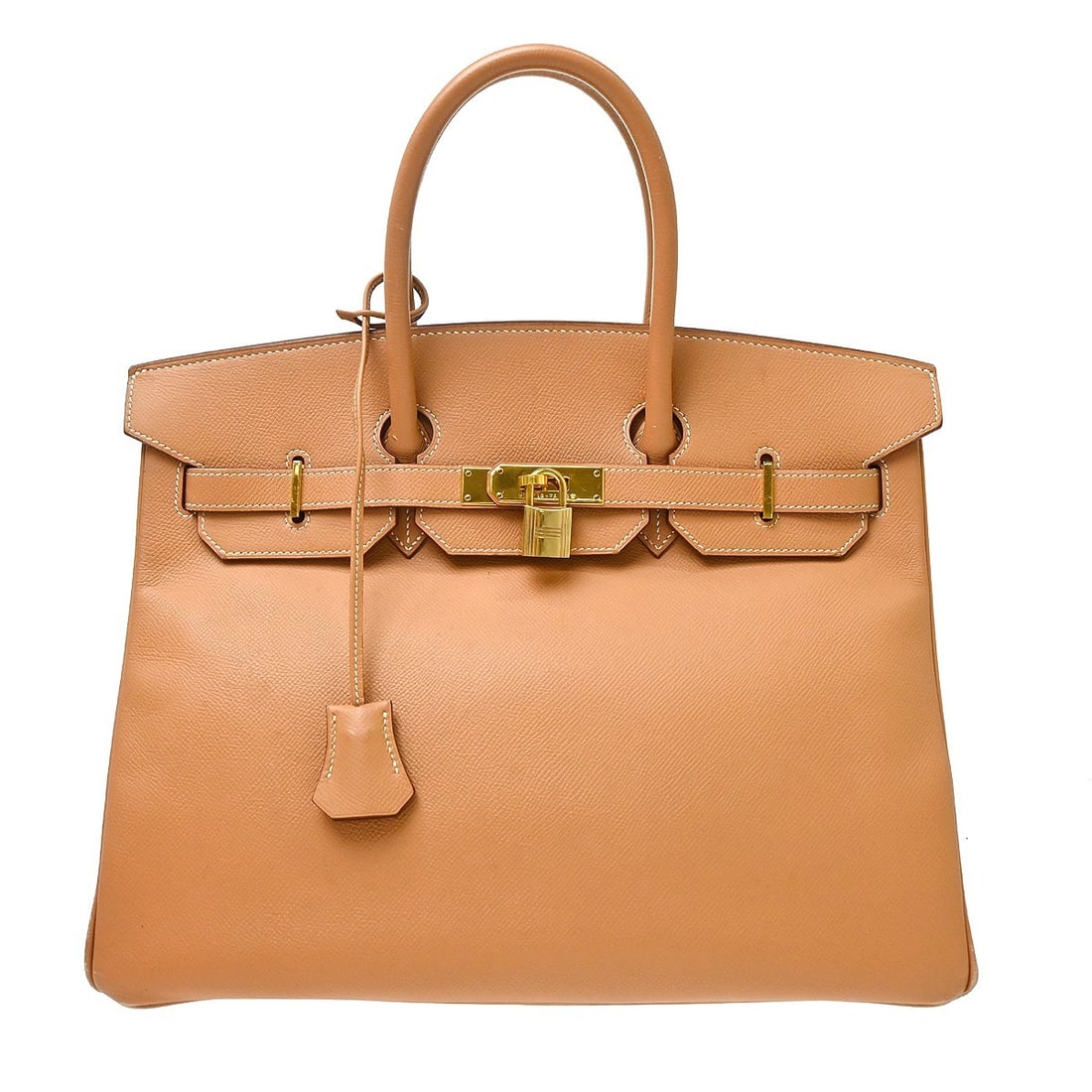 Hermes Birkin 35 Natural Courchevel Leather Satchel Bag: Hermes Birkin 35 Natural Courchevel Leather Satchel Bag Hermes Birkin 35 handbag in natural Courchevel leather with double handles, turnlock closure, and lock accent. Made in France, this large satche