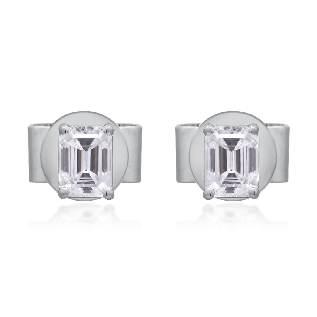 14K White Gold Emerald Cut Lab Grown Diamond Earrings 0.47 ctw: 14K White Gold Emerald Cut Lab Grown Diamond Earrings 0.47 ctw Pre-owned unisex earrings featuring lab-grown diamonds in an emerald shape. Crafted in white gold, this pair offers a clean, classic look