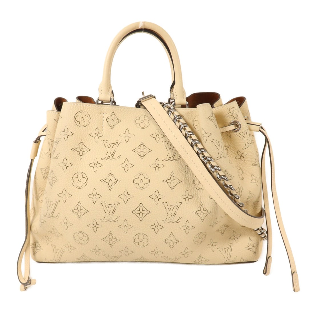 Louis Vuitton Bella Mahina Beige 2way Tote Shoulder Bag M59201: Louis Vuitton Bella Mahina Beige 2way Tote Shoulder Bag M59201 Louis Vuitton Bella Tote 2-way shoulder bag in beige Mahina calfskin. This women's bag features a tote silhouette with silver-tone hardwa