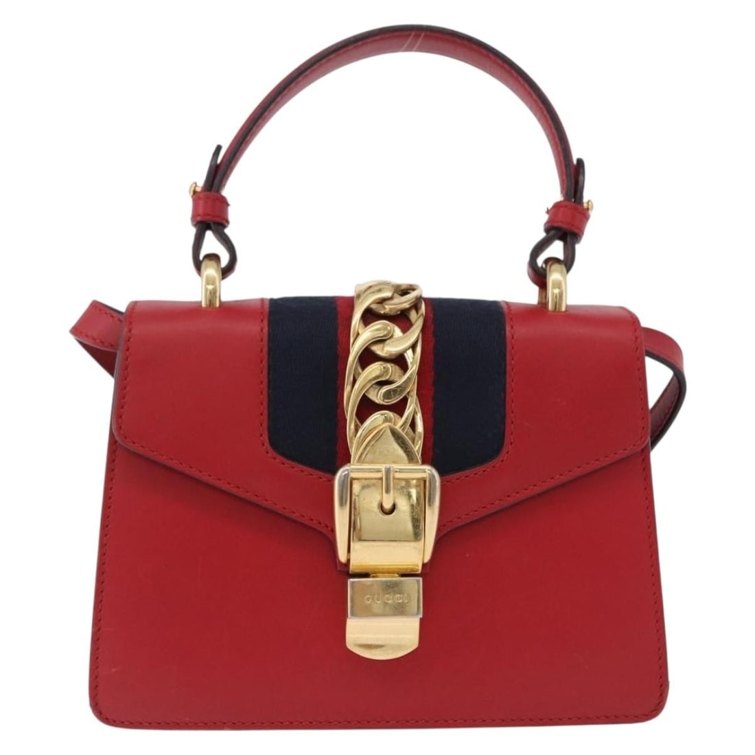 Gucci Sylvie Belt Bag Red Leather 20cm: Gucci Sylvie Belt Bag Red Leather 20cm Gucci Sylvie Belt leather item in red, designed for women and made in Italy. It measures 20 cm x 13 cm x 7 cm and is offered in fair condition with the wear and 