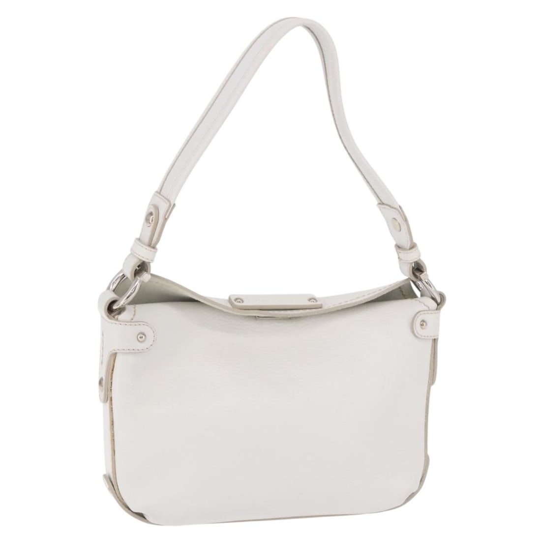 White Silver Leather Hand Bag Salvatore Ferragamo with Dust Bag: White Silver Leather Hand Bag Salvatore Ferragamo with Dust Bag Salvatore Ferragamo women's leather handbag in white and silver, made in Italy. Includes dust bag. Condition is B with reasonable wear a
