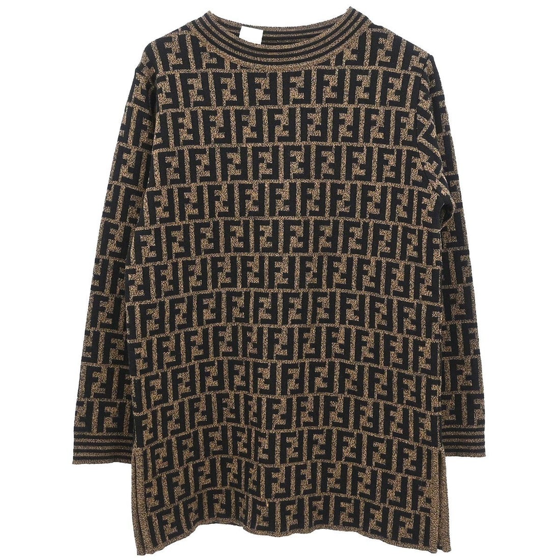 Fendi Zucca Logo Wool Long Sleeve Top Brown Size 38: Fendi Zucca Logo Wool Long Sleeve Top Brown Size 38 Fendi women's brown Zucca top in 100% wool with a regular fit, long sleeves, and logo accents. Made in Italy, this casual basic style is suitable fo