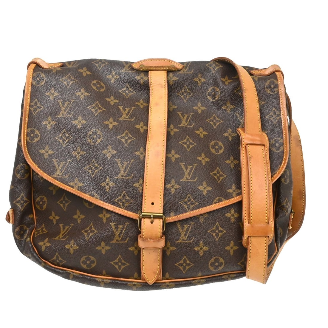 Louis Vuitton Saumur shoulder bag in brown monogram canvas: Louis Vuitton Saumur shoulder bag in brown monogram canvas Louis Vuitton Saumur in brown canvas with a unisex design. This bag is in good overall condition with wear consistent with use, including scu