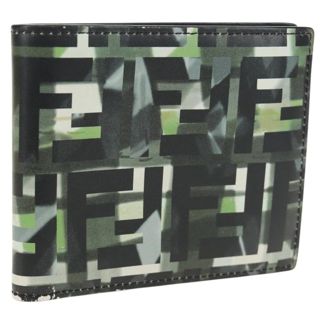 FENDI Zucca bifold wallet green black leather canvas Italy: FENDI Zucca bifold wallet green black leather canvas Italy FENDI bifold wallet in leather and Zucca canvas, presented in green and black. Made in Italy, this women's wallet comes with a dust bag and i