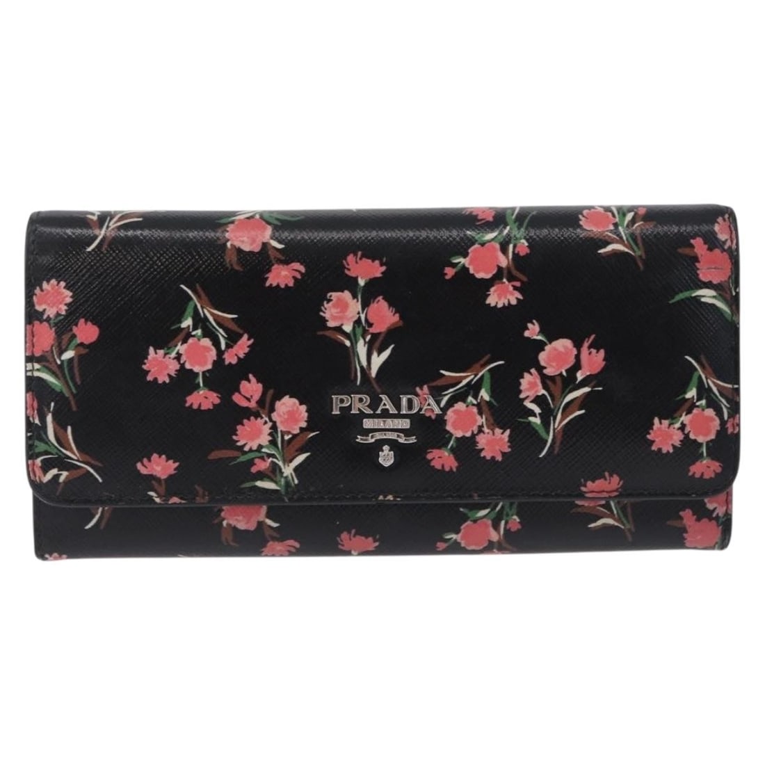 Prada Saffiano black leather wallet made in Italy: Prada Saffiano black leather wallet made in Italy Prada Saffiano leather wallet in black. This women's accessory is made in Italy and shows light overall wear consistent with very good pre-owned condi
