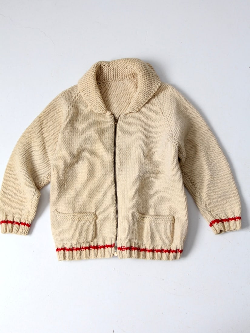 1950s Cowichan Style Knit Cardigan with Maple Leaf (1 of 8)