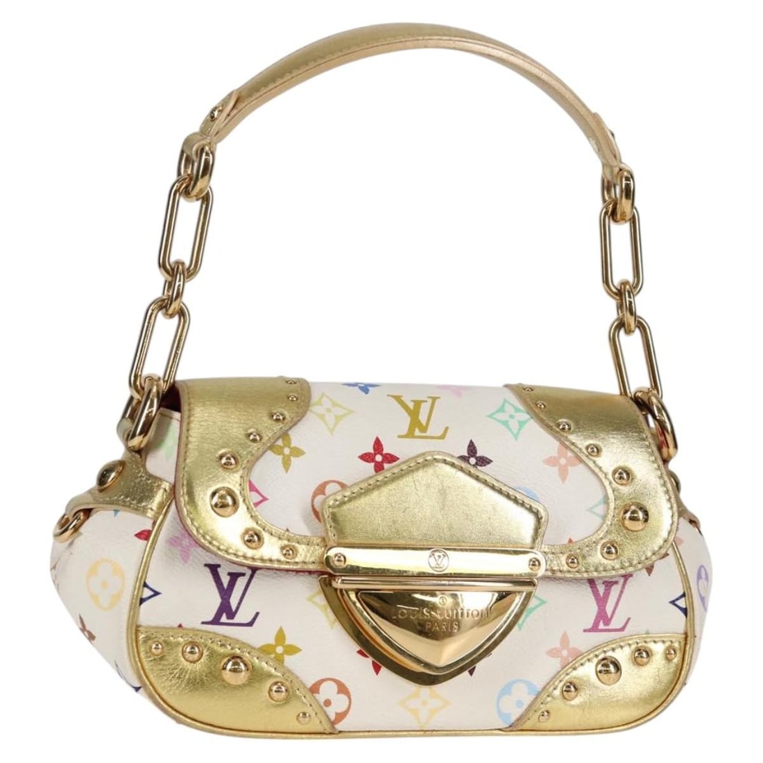 Louis Vuitton Marilyn All White Monogram Multicolor Shoulder Bag M40206: Louis Vuitton Marilyn All White Monogram Multicolor Shoulder Bag M40206 Louis Vuitton Marilyn All Bag in white Monogram Multicolor Canvas, a women's shoulder bag made in France. The bag measures appro