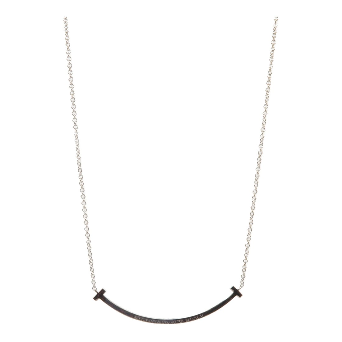 Tiffany Co T Smile Sapphire Necklace in 18K White Gold (1 of 8)
