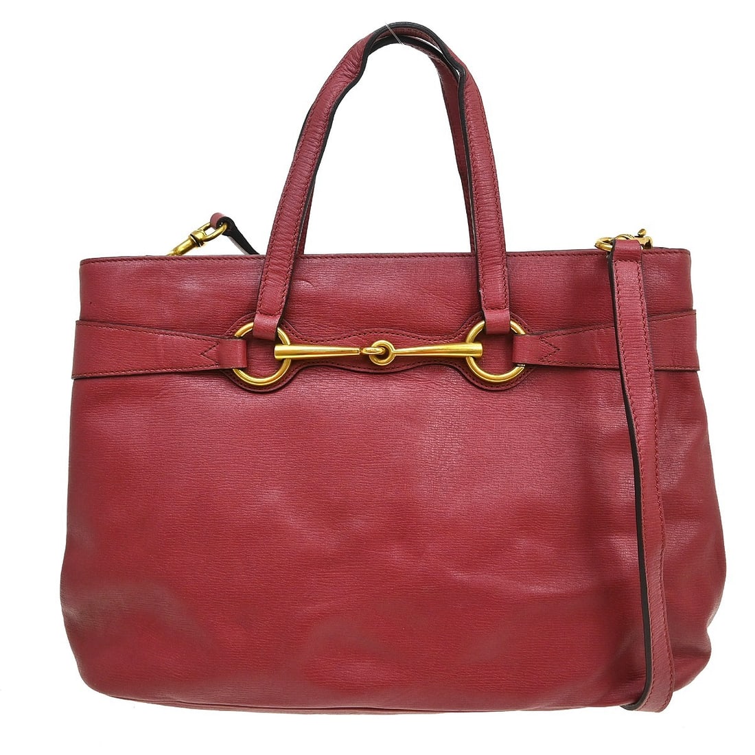 Gucci Bright Bit Leather Convertible Tote Bag Red: Gucci Bright Bit Leather Convertible Tote Bag Red Gucci Bright Bit Convertible Tote in red leather. This women's bag is made in Italy and is presented in fair condition, with light scratching and dirt