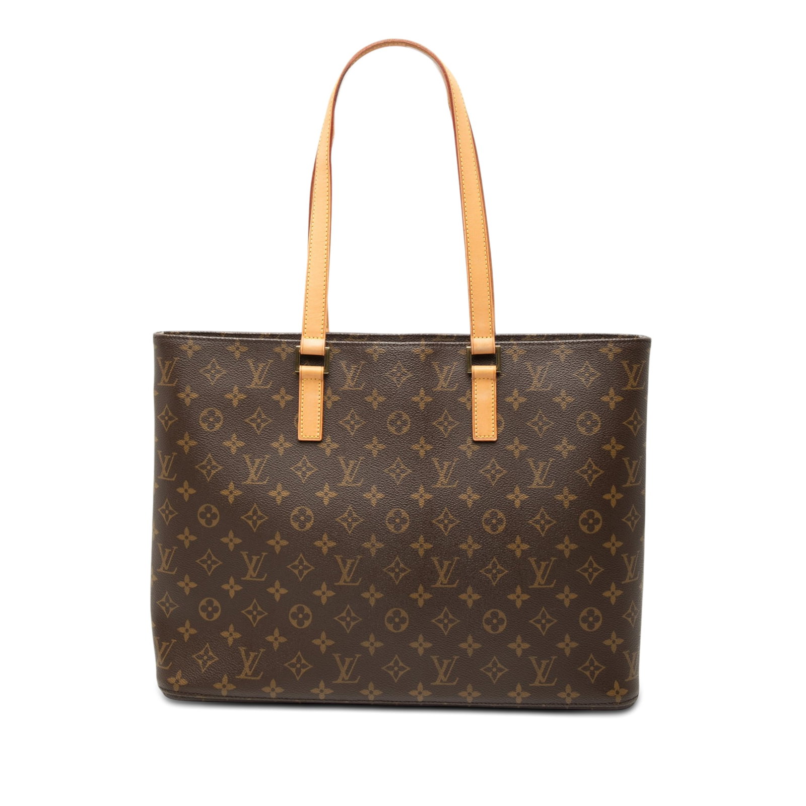 Louis Vuitton Luco Monogram Canvas Tote Bag: Louis Vuitton Luco Monogram Canvas Tote Bag Louis Vuitton Monogram Luco tote bag featuring a monogram canvas body, flat vachetta leather straps, a top zip closure, and interior zip and slip pockets. M