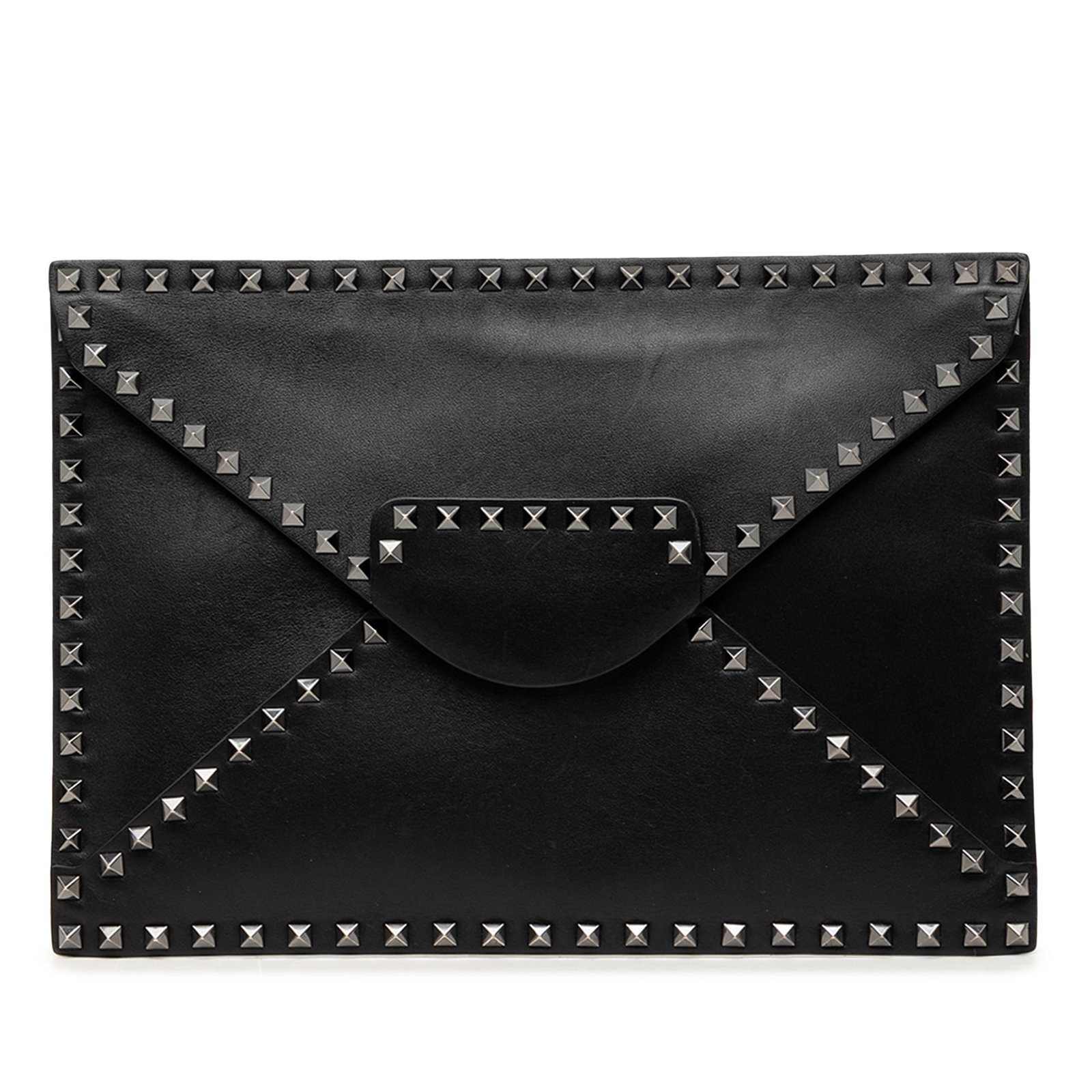 Valentino Rockstud Untitled black leather envelope clutch bag (1 of 8)