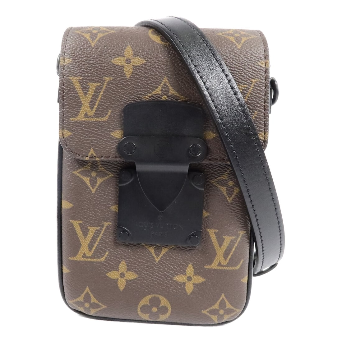 Louis Vuitton M81522 LV S Lock Monogram Macassar Shoulder Bag: Louis Vuitton M81522 LV S Lock Monogram Macassar Shoulder Bag Louis Vuitton LV S-Lock shoulder bag in brown Monogram Macassar PVC coated canvas. This women's shoulder bag features a magnetic pocket, i