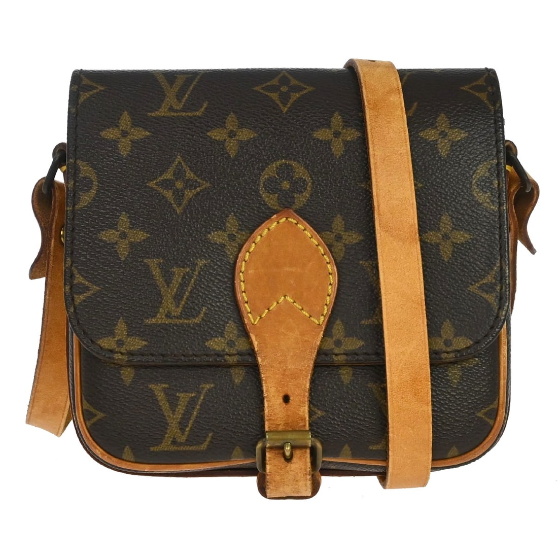 Louis Vuitton Cartouchiere Brown Monogram Canvas Shoulder Bag: Louis Vuitton Cartouchiere Brown Monogram Canvas Shoulder Bag Louis Vuitton Cartouchiere in brown canvas with a unisex design. Made in France, this bag is presented in fair condition with visible sign