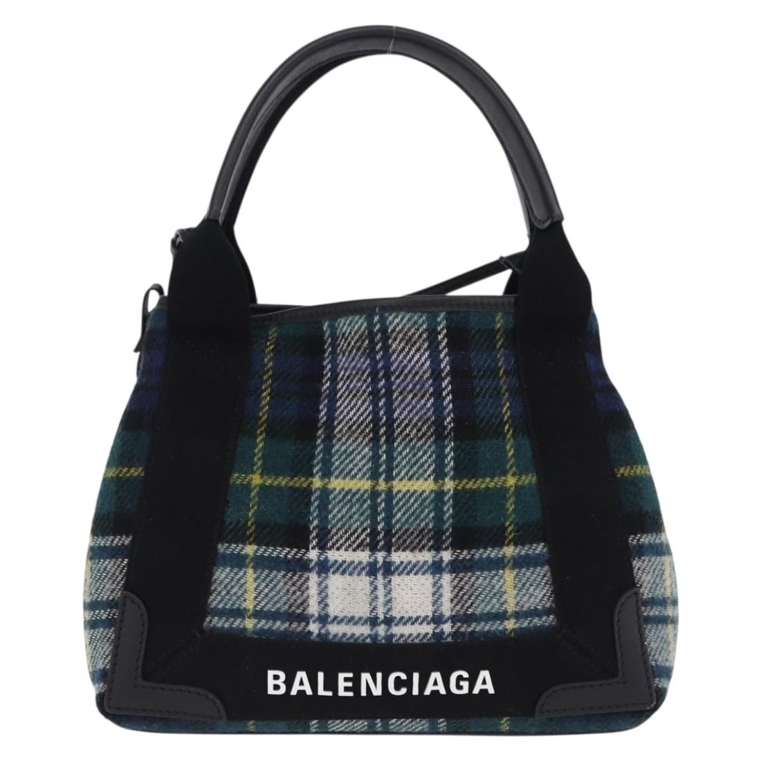 Balenciaga Cabas wool handbag multicolor 24cm x 19cm x 7cm: Balenciaga Cabas wool handbag multicolor 24cm x 19cm x 7cm Balenciaga Cabas handbag in multicolour wool with a compact silhouette and an interior showing light marks. Overall condition is good. Specif