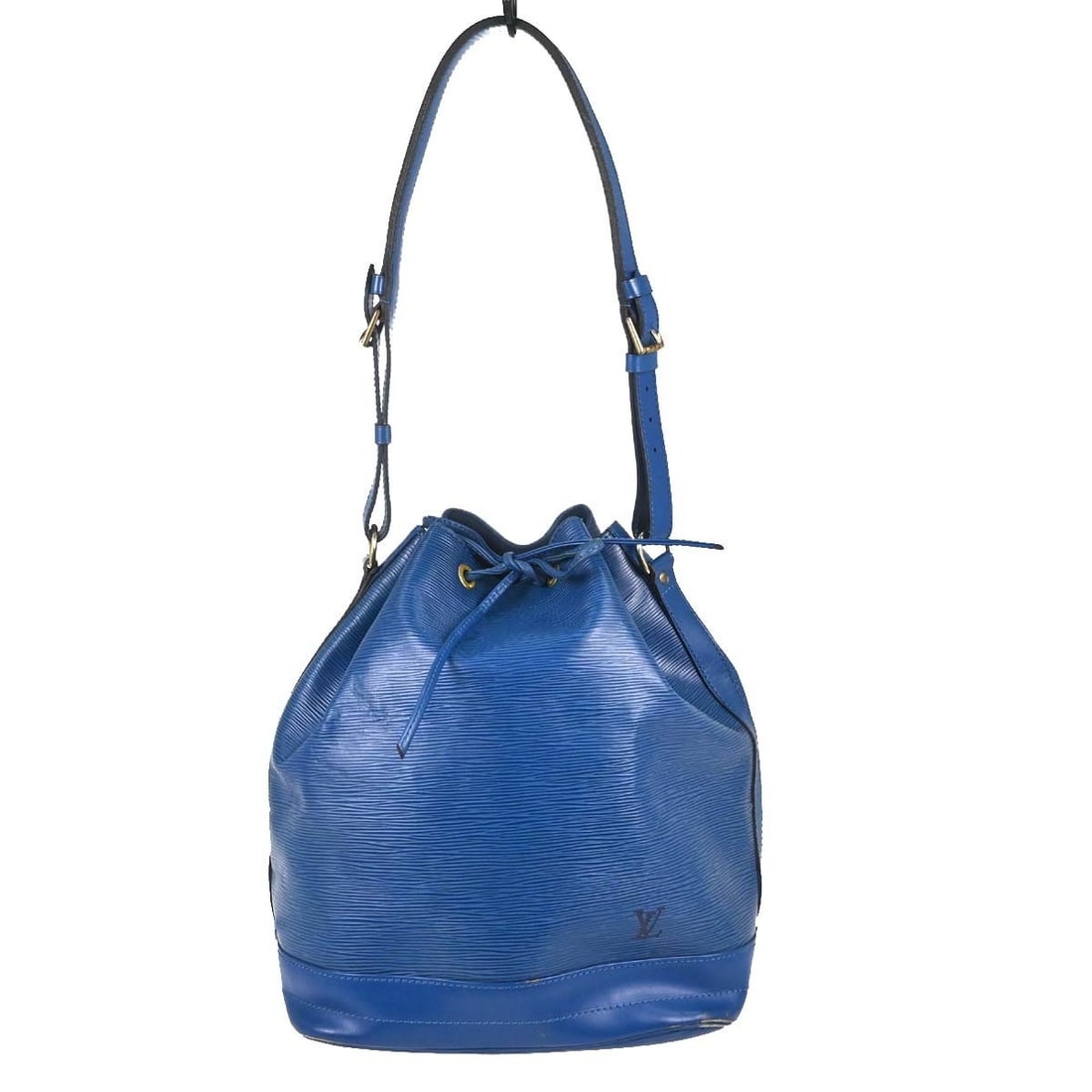 Louis Vuitton Noe Blue Epi Leather Drawstring Shoulder Bag M44005: Louis Vuitton Noe Blue Epi Leather Drawstring Shoulder Bag M44005 This is a Louis Vuitton Noe shoulder bag in blue Epi leather with a drawstring closure and adjustable shoulder strap. It features an A