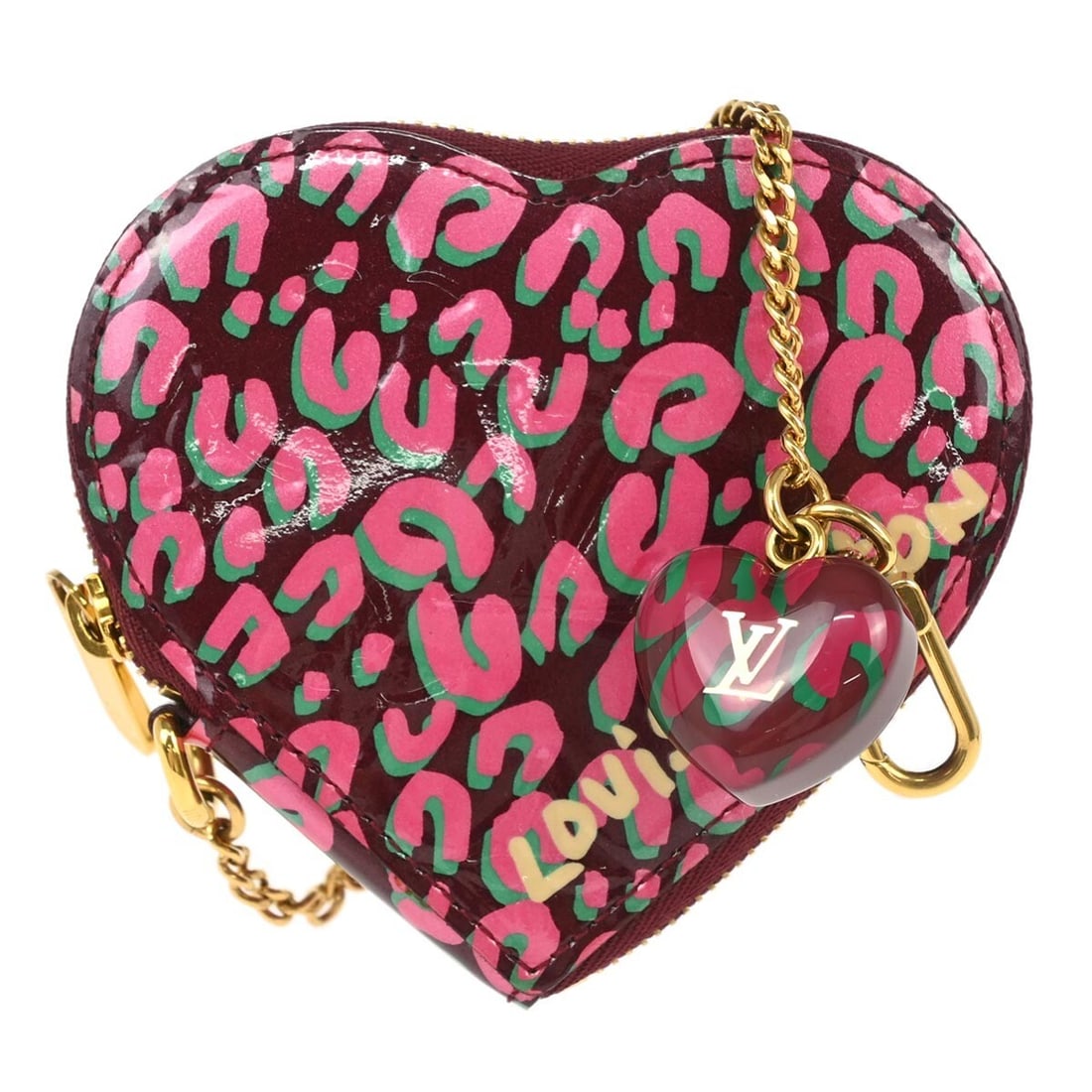 Louis Vuitton M91474 Porte Monnaie Coeur Pink Vernis Leopard Wallet: Louis Vuitton M91474 Porte Monnaie Coeur Pink Vernis Leopard Wallet Vintage Louis Vuitton Porte Monnaie Coeur coin purse in pink Monogram Vernis patent leather with a leopard pattern and logo accent. 
