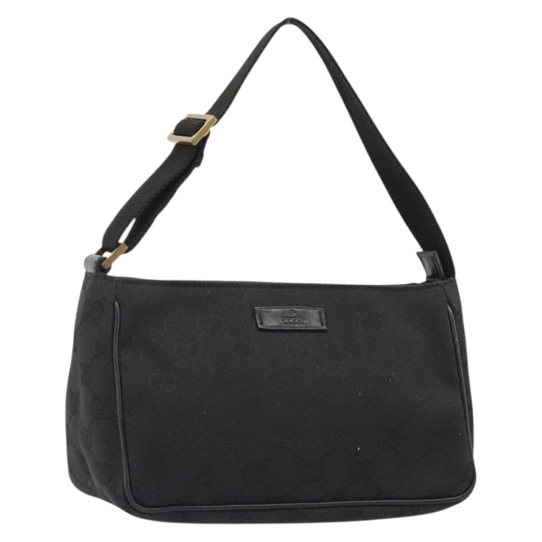 GUCCI 106644 GG Canvas Hand Bag Black Gold: GUCCI 106644 GG Canvas Hand Bag Black Gold Black and gold Gucci hand bag made from GG Canvas, designed for women and made in Italy. The bag measures approximately 19 cm W x 12 cm H x 9 cm D, with a ha