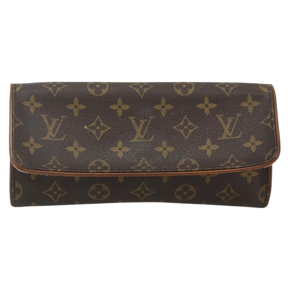 Louis Vuitton Twin Brown Monogram Canvas Bag: Louis Vuitton Twin Brown Monogram Canvas Bag This Louis Vuitton Twin Handbag features the iconic monogram canvas in brown and is designed for female use. The bag measures 24cm by 11.5cm by 2.5cm and w