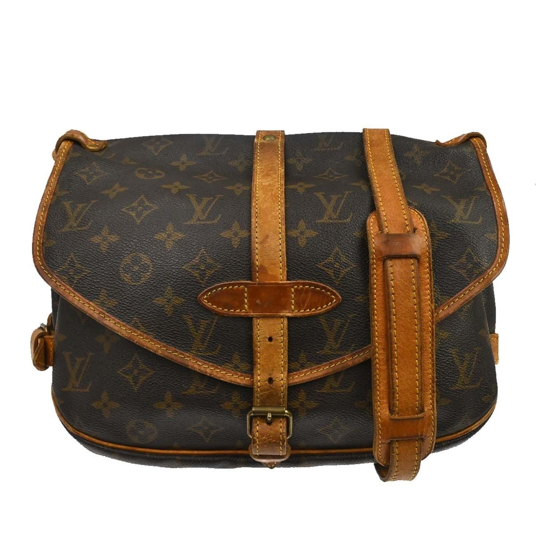 Louis Vuitton Saumur 30 Monogram Canvas Shoulder Bag M42256: Louis Vuitton Saumur 30 Monogram Canvas Shoulder Bag M42256 Louis Vuitton Saumur 30 messenger shoulder bag in Monogram canvas and leather, made in France. It features a brown exterior and lining, gold