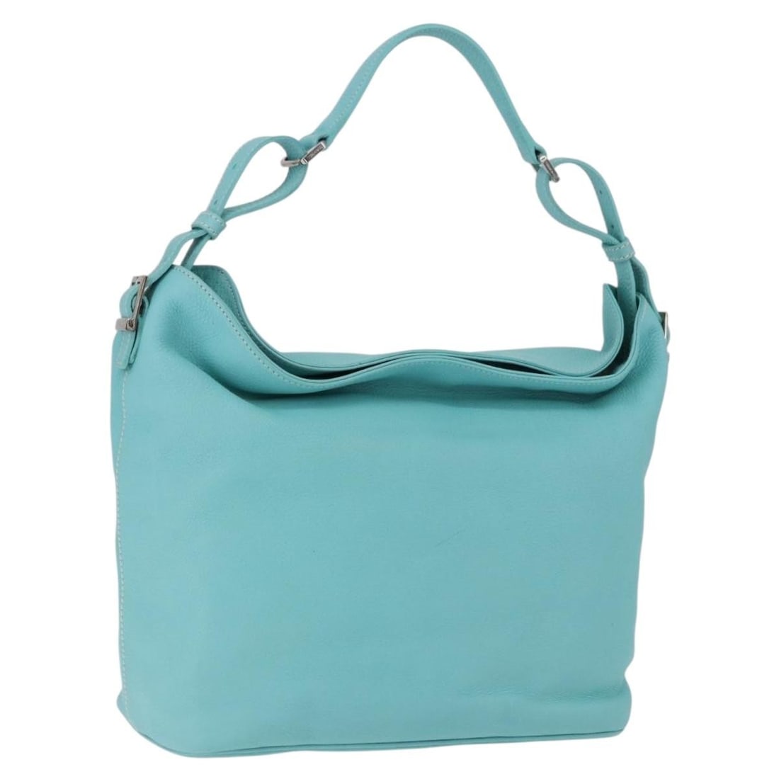 Leather Tiffany Co shoulder handbag in turquoise blue with dust bag (1 of 18)