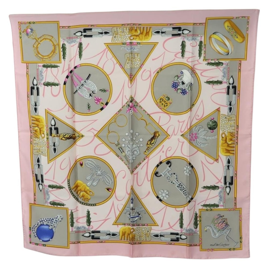 Cartier Pink Silk Scarf 85cm Square with Box Card (1 of 15)