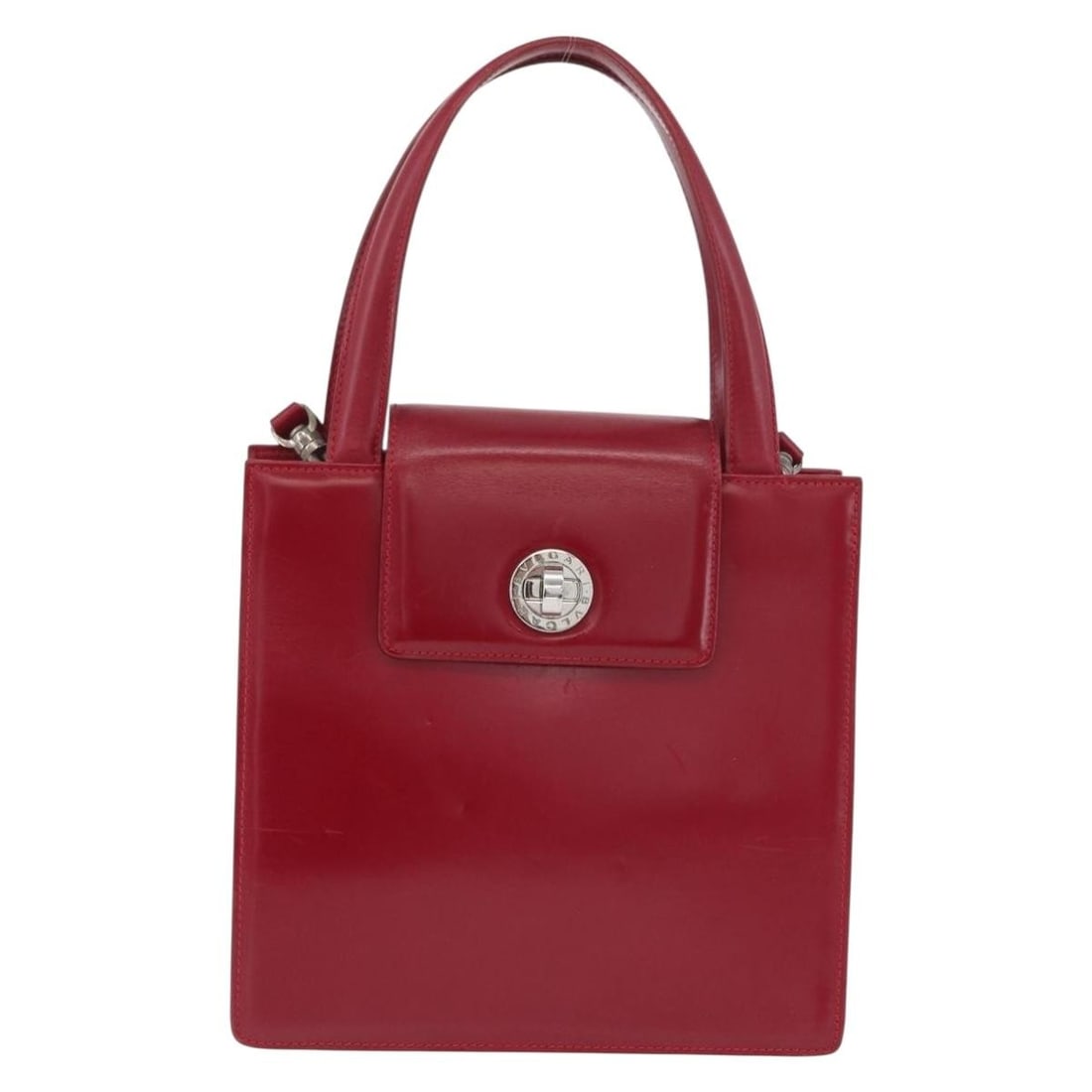 Bvlgari Top Handle Red Leather Handbag: Bvlgari Top Handle Red Leather Handbag Bvlgari Top Handle handbag in red leather. This women's bag is presented in good vintage condition with honest wear, including light rubbing, light scratching, s