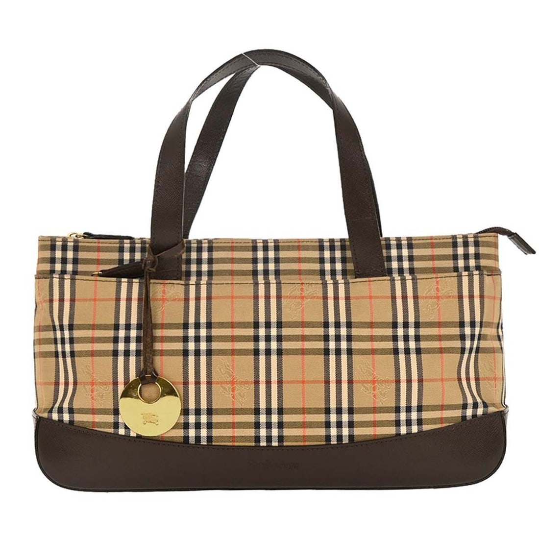 Burberry House Check Canvas Leather Tote Handbag Beige: Burberry House Check Canvas Leather Tote Handbag Beige Burberrys House Check tote bag in beige with a canvas and leather exterior. It features double handles, inner pockets, an outside zipper pocket, 