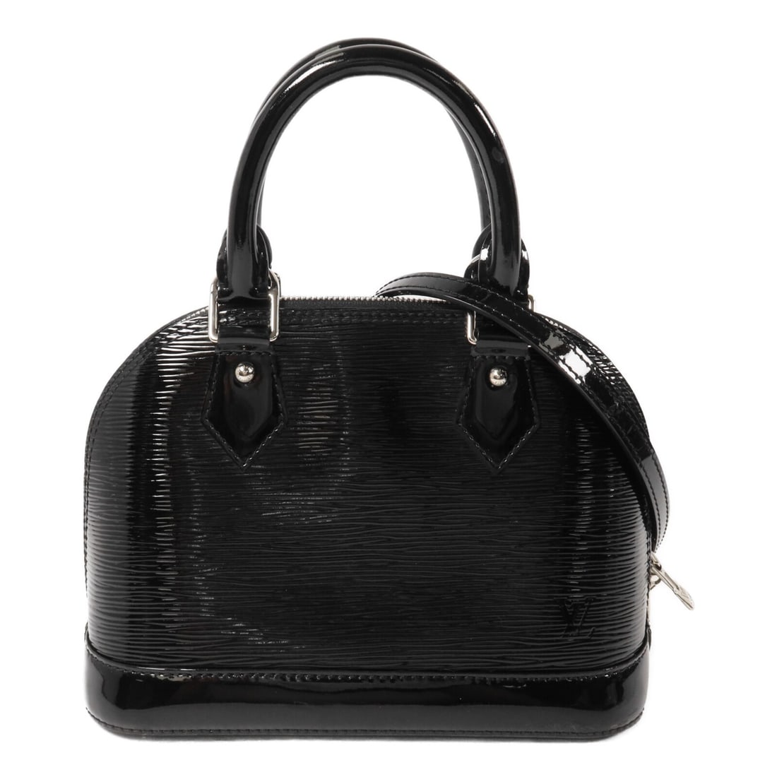 Louis Vuitton Alma BB M4031N black Epi patent 2 way bag: Louis Vuitton Alma BB M4031N black Epi patent 2 way bag Louis Vuitton Alma BB 2-way shoulder bag in black Electric Epi and patent leather. This women's bag features a structured silhouette with top ha