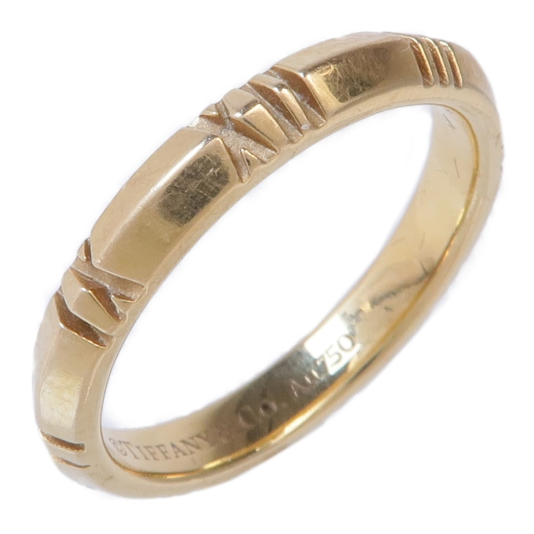 TIFFANY&CO Atlas X Narrow Ring 18K Rose Gold Size 7: TIFFANY&CO Atlas X Narrow Ring 18K Rose Gold Size 7 Tiffany & Co. Atlas X Closed Narrow Ring in 18K pink gold, size US 7. This unisex ring has a narrow 3 mm width, no main stone, and comes with a stor