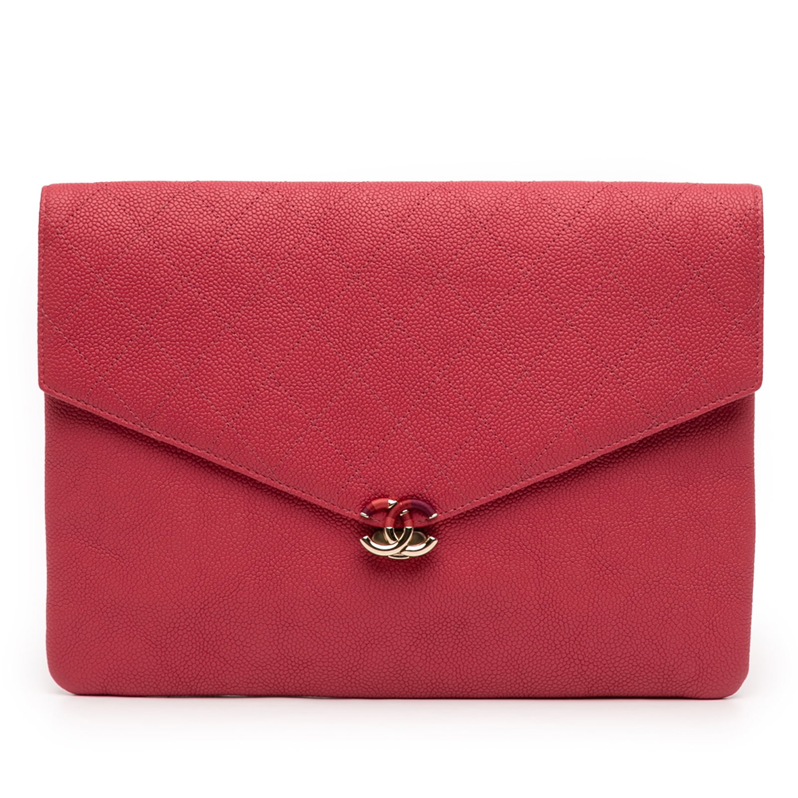 Chanel Paris Cuba Red Quilted Caviar Leather Envelope Flap Clutch Bag (1 of 11)
