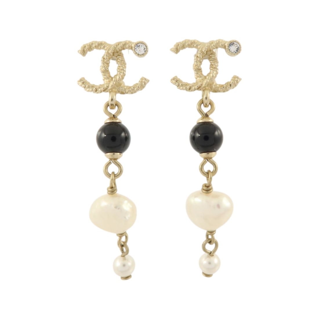 CHANEL A19 B CC Pierced Earrings PVC Metal Black White Gold: CHANEL A19 B CC Pierced Earrings PVC Metal Black White Gold CHANEL CC pierced earrings in PVC and metal with a black, white, and gold-tone colorway. Marked A19/B, these women's earrings are made in Fr