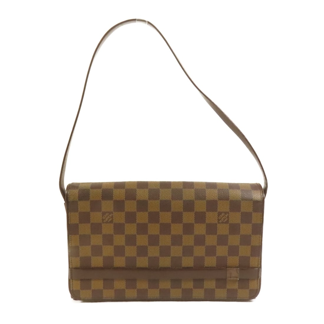 Louis Vuitton Tribeca Long Shoulder Bag N51160 Damier Ebene: Louis Vuitton Tribeca Long Shoulder Bag N51160 Damier Ebene Louis Vuitton Tribeca Long Shoulder Bag, model N51160, in Damier Ebene and brown. Made from PVC coated canvas, this women's shoulder bag fea