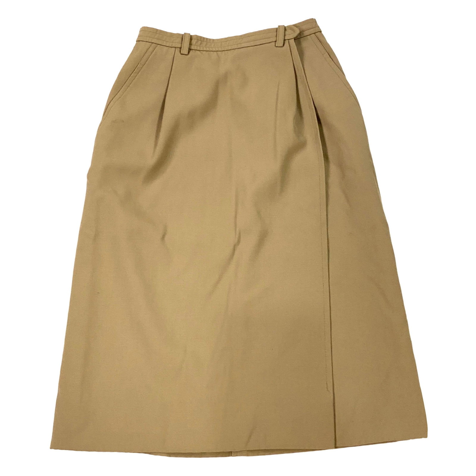 Yves Saint Laurent Rive Gauche Wool Wrap Skirt Brown EU 36: Yves Saint Laurent Rive Gauche Wool Wrap Skirt Brown EU 36 A brown Yves Saint Laurent Rive Gauche Paris skirt in a wrap-around design with pockets on each side and a mid-length silhouette. Made in Fra