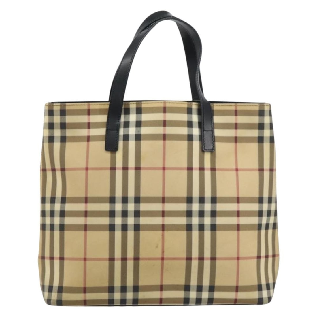 Beige Canvas Tote Bag with Burberry Nova Check Pattern: Beige Canvas Tote Bag with Burberry Nova Check Pattern This pre-owned Burberry Nova Check tote bag for women features the classic beige canvas check pattern. It is crafted in Italy and shows signs of 