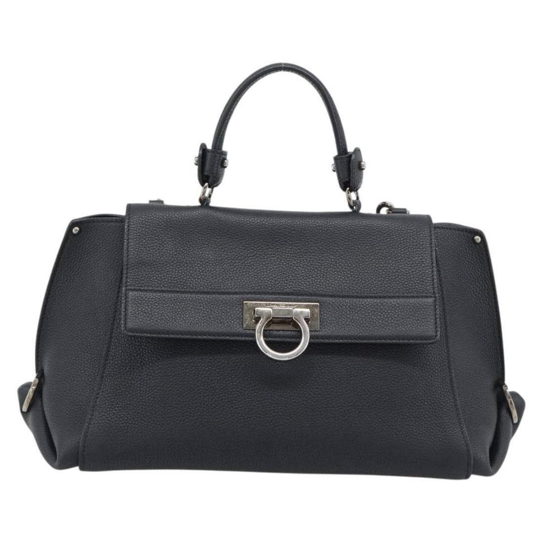 Black Leather Satchel Salvatore Ferragamo Sofia (1 of 18)